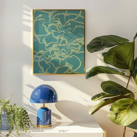Teal Organic Flow Poster