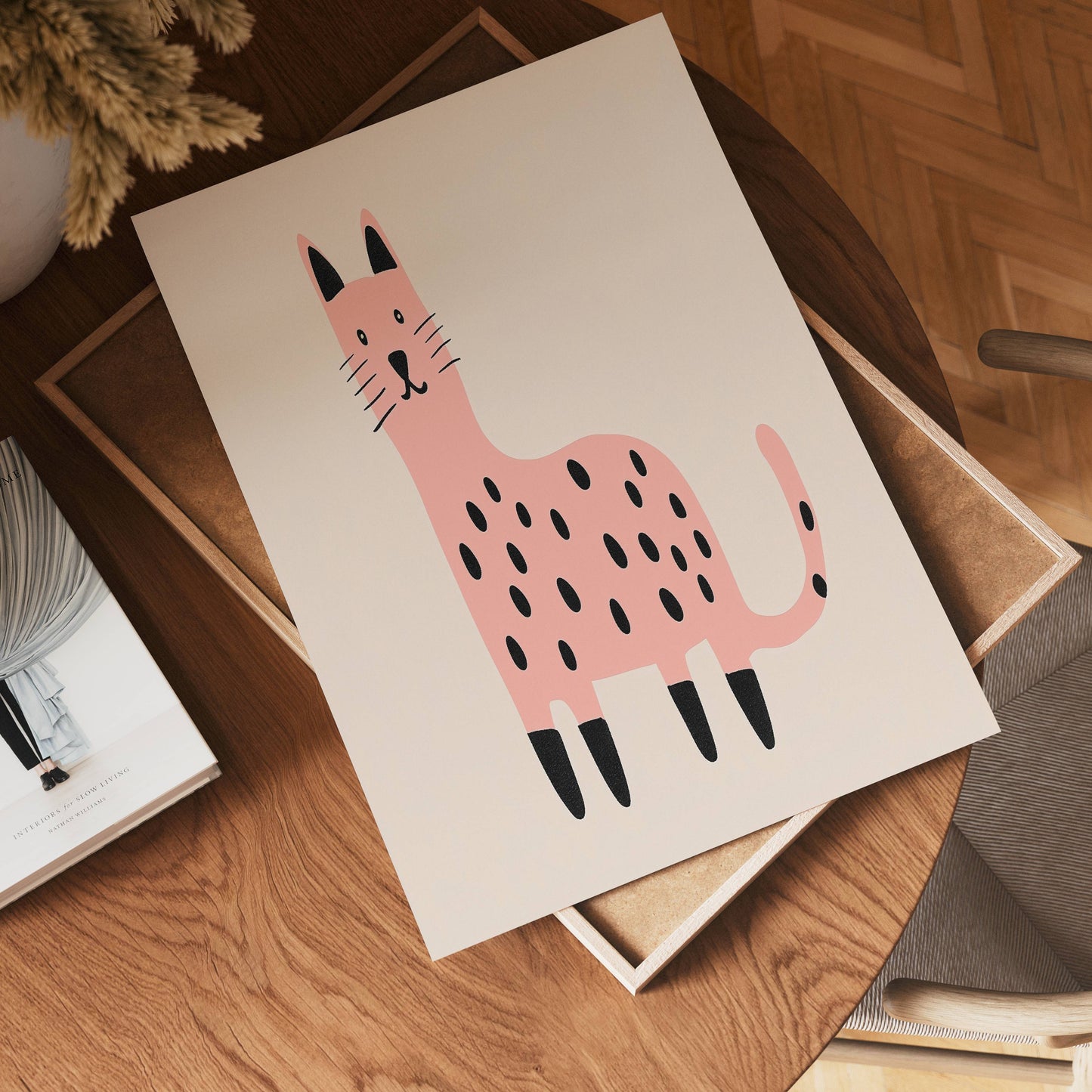 Pink Spotted Cat Poster