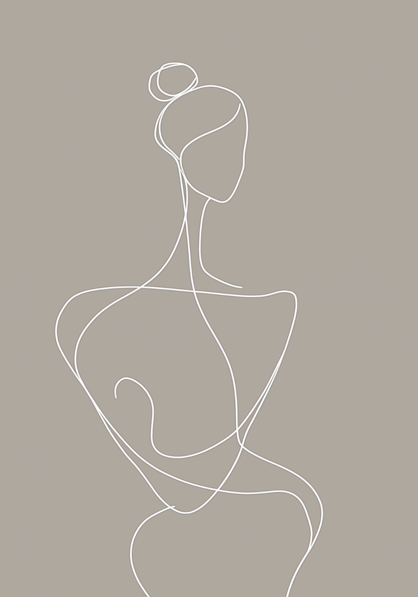 White Line Woman Silhouette Poster