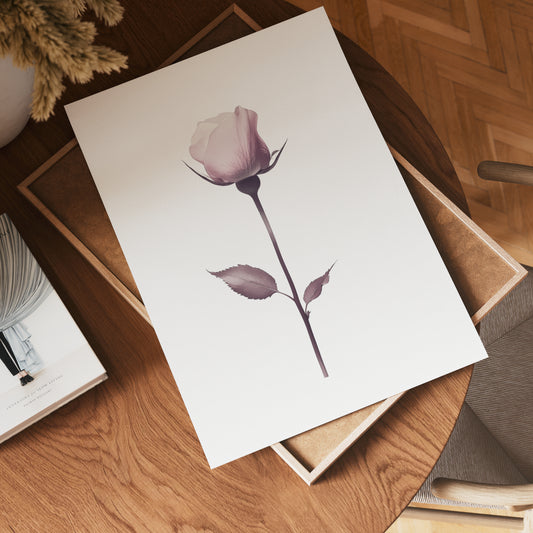 Elegant pink rose stem Poster
