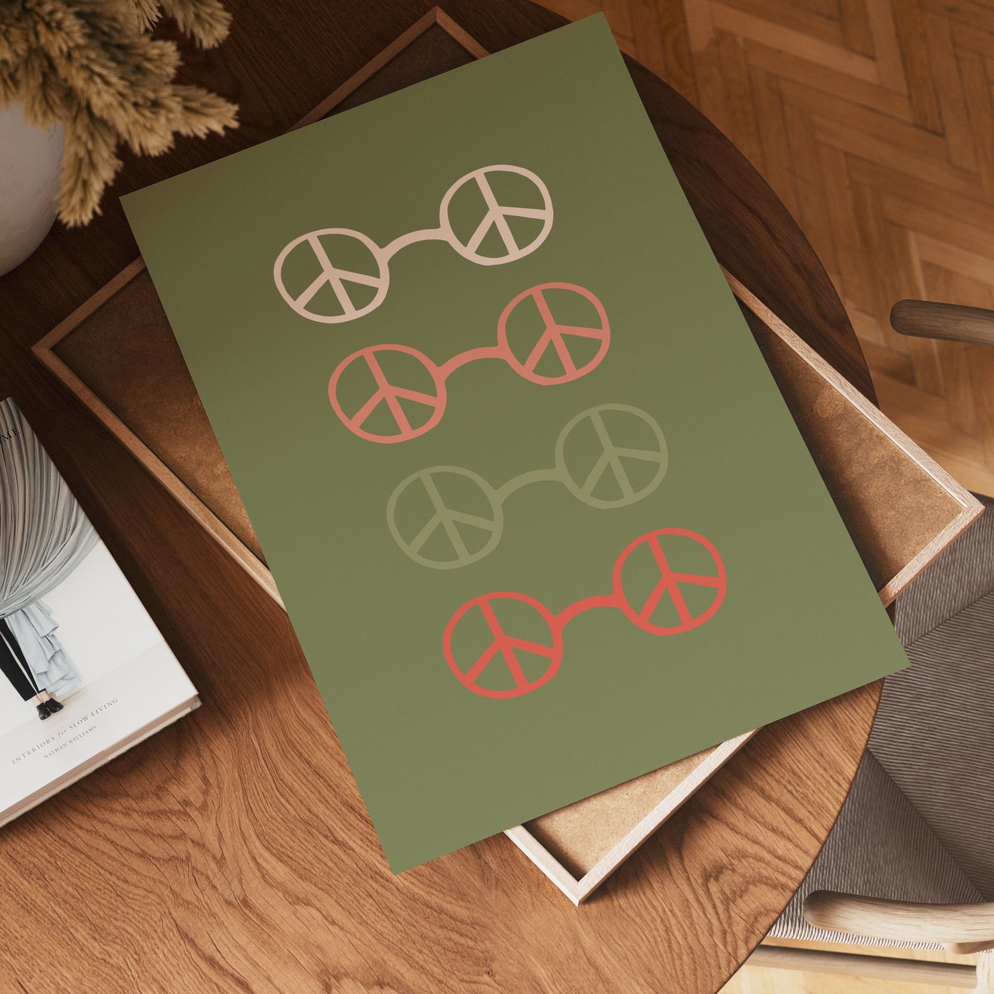 Peace Circles Olive Green Poster