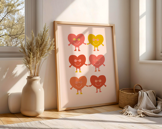 Colorful Heart Friends Poster