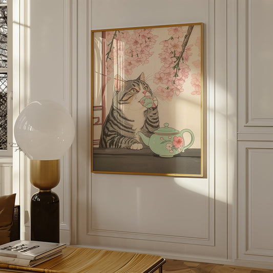 Tea Time Cat Poster