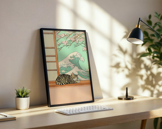 Sleeping Cat Wave Poster