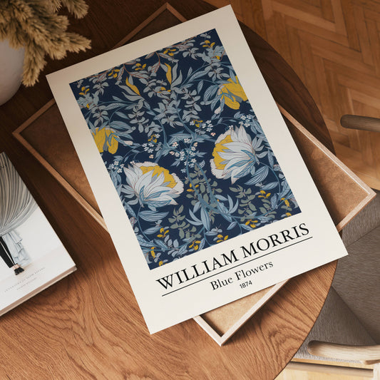 William Morris Blue Flowers Poster