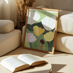 Mockup av Blue Hydrangea Bliss affisch på vägg – köp enkelt hos Bozetto i hög kvalitet