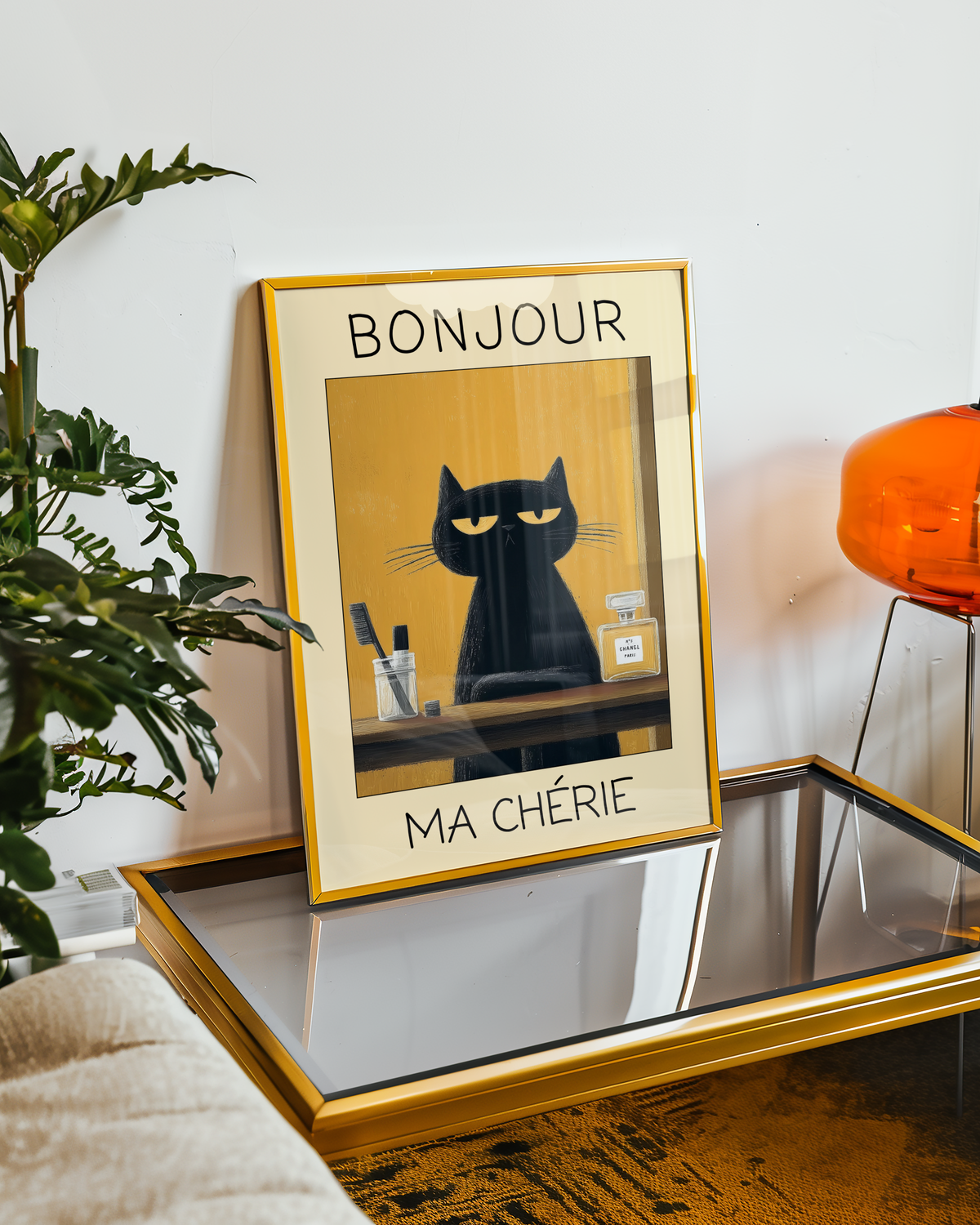 Mockup av Parisian Morning Ritual affisch på vägg – köp enkelt hos Bozetto i hög kvalitet