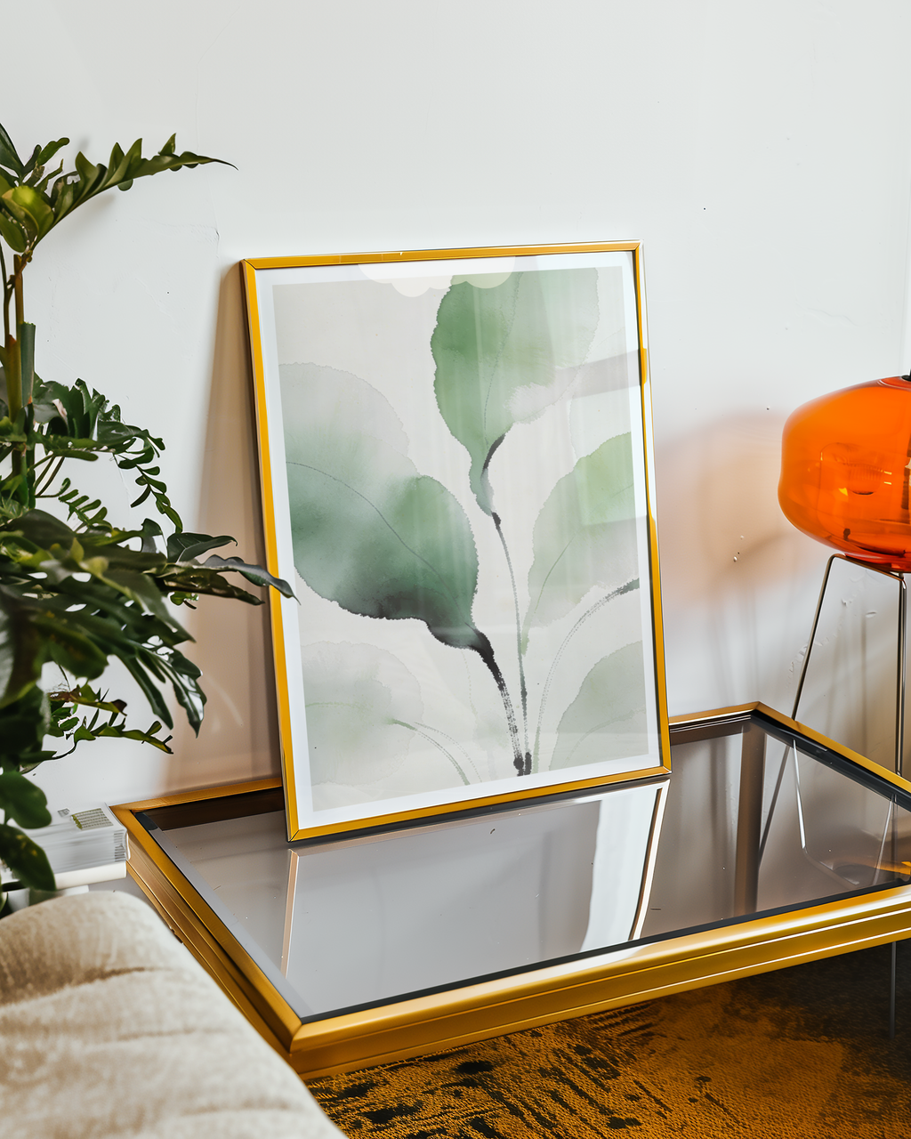 Mockup av Verdant Flow Harmony affisch på vägg – köp enkelt hos Bozetto i hög kvalitet