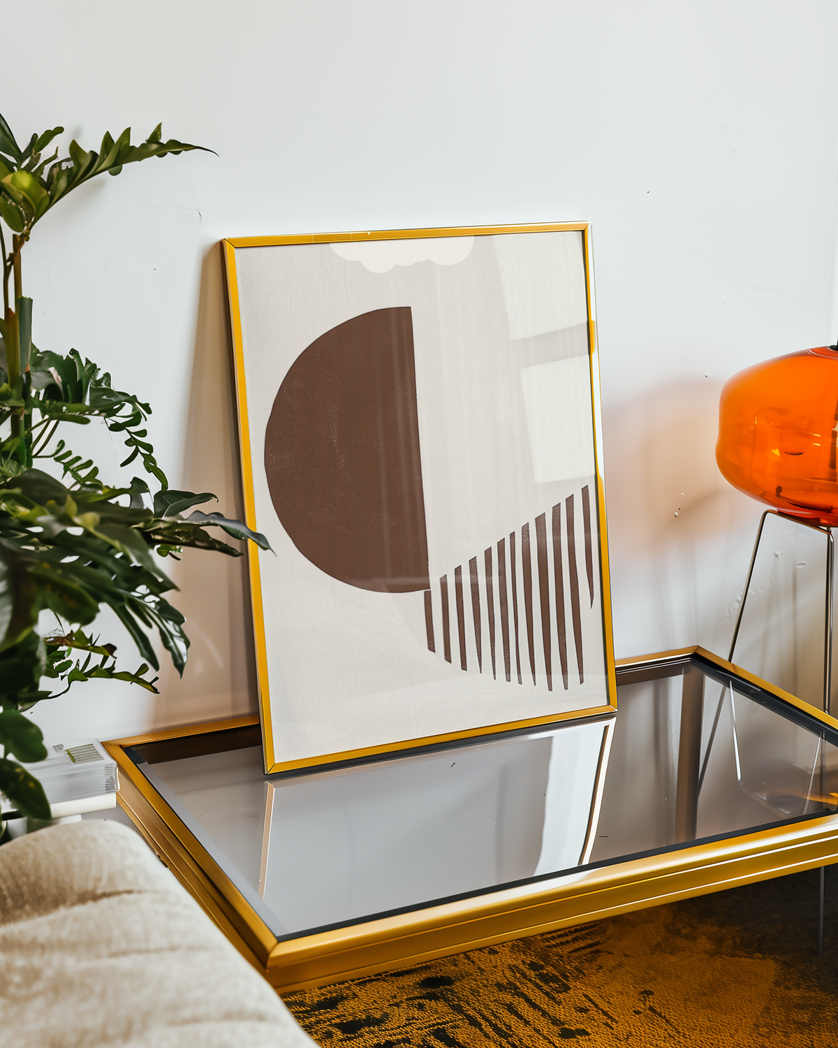 Mockup av Organic Lines Contrast affisch på vägg – köp enkelt hos Bozetto i hög kvalitet