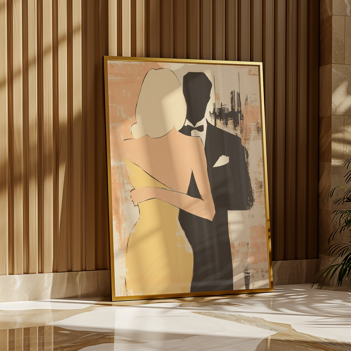 Mockup av The First Dance affisch på vägg – köp enkelt hos Bozetto i hög kvalitet