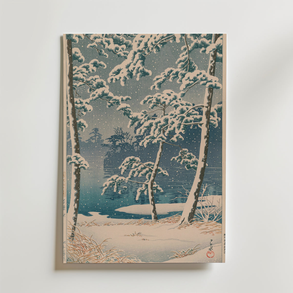 Hasui Kawase Senzoku Pond 1928 Poster – utan passepartout