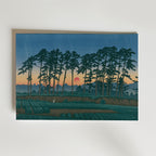 Hasui Kawase Setting Sun at Ichinokura Ikegami 1928 Poster – utan passepartout