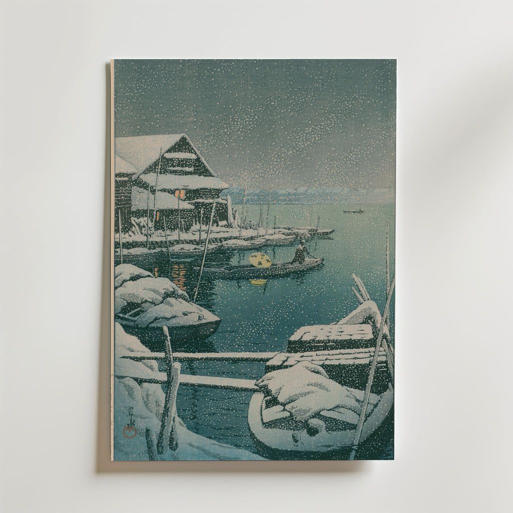 Hasui Kawase Snow at Mukojima 1931 Poster – utan passepartout