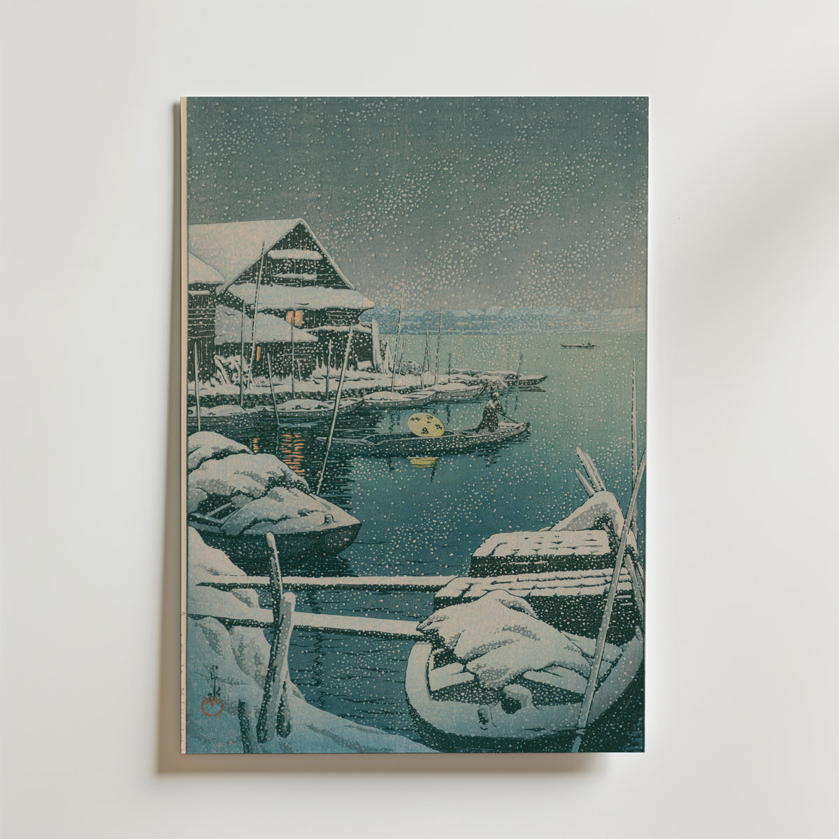Hasui Kawase Snow at Mukojima 1931 Poster – utan passepartout