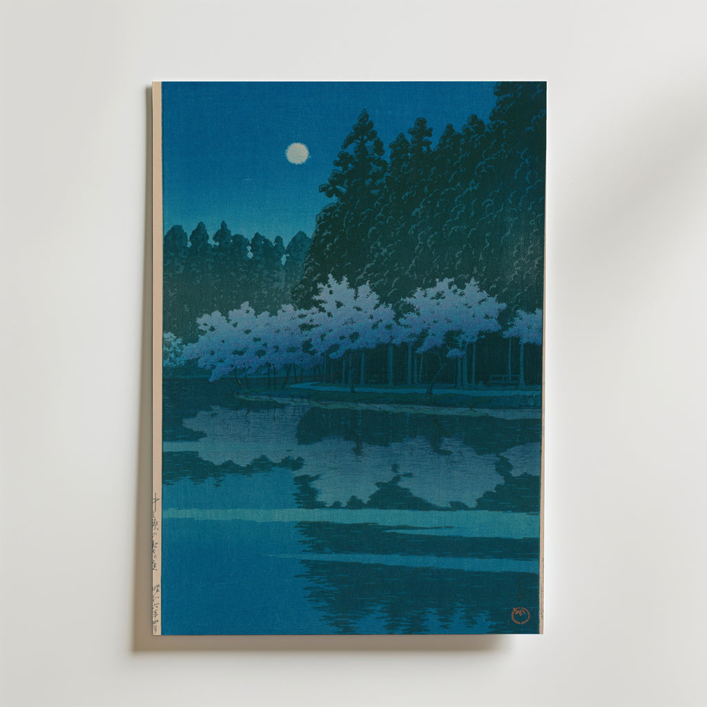 Hasui Kawase Spring Night at Inokashira Park 1931 Poster – utan passepartout