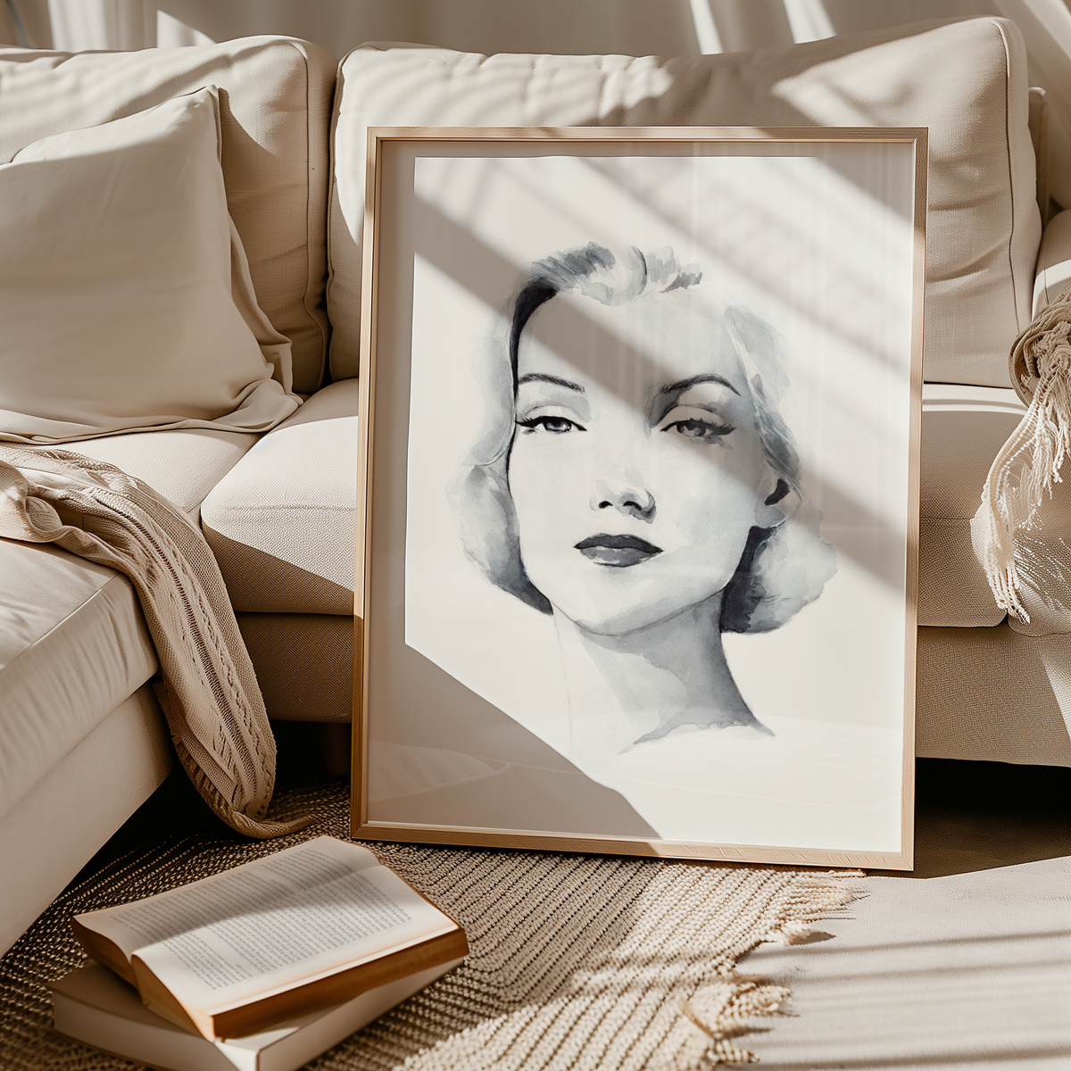 Mockup av Helena Engström Marilyn III affisch på vägg – köp enkelt hos Bozetto i hög kvalitet