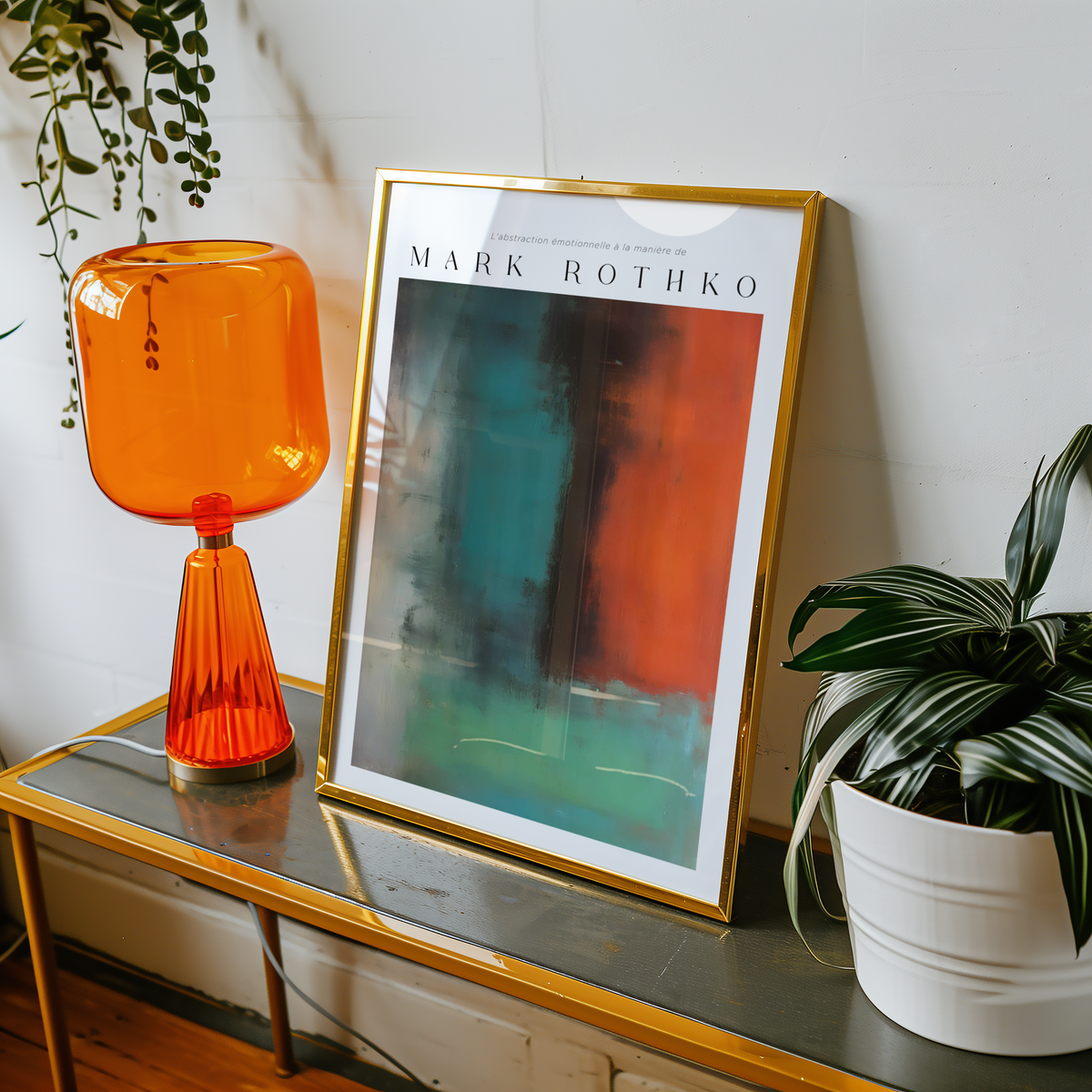 Mockup av Deep Division Mark Rothko affisch på vägg – köp enkelt hos Bozetto i hög kvalitet