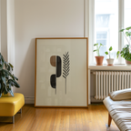 Mockup av Modern Nature Lines affisch på vägg – köp enkelt hos Bozetto i hög kvalitet