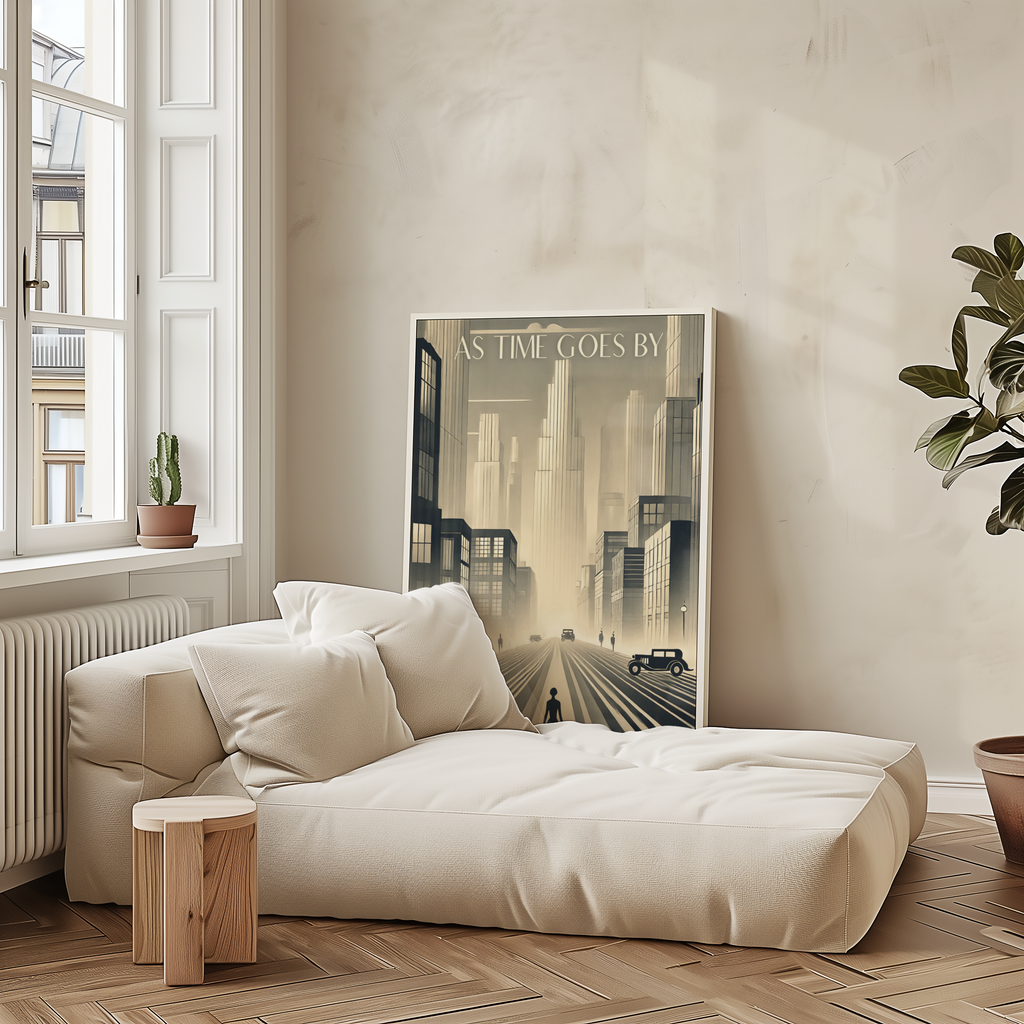 Väggmockup av As Time Goes By No.2 affisch på ljus vägg – Bozetto konsttryck – nr 3
