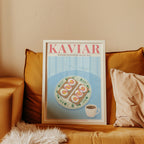 Mockup av Kaviar Knäckebröd och Ägg affisch på vägg – köp enkelt hos Bozetto i hög kvalitet