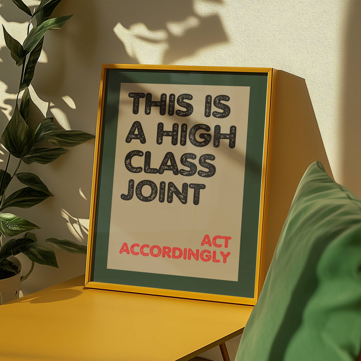Mockup av High Class Joint affisch på vägg – köp enkelt hos Bozetto i hög kvalitet