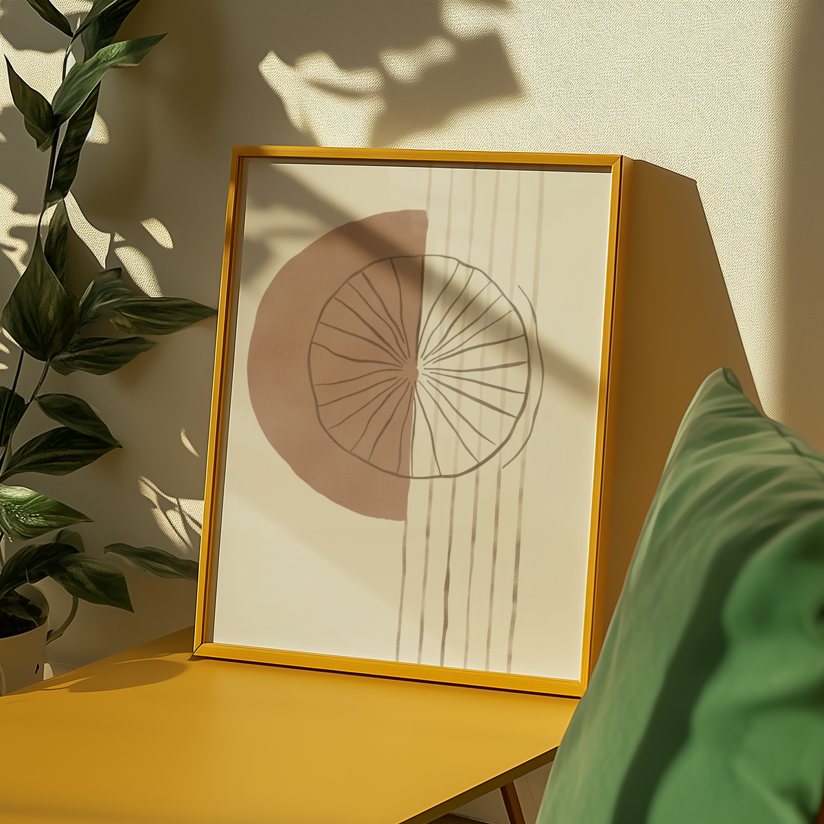 Mockup av Linear Solar Form affisch på vägg – köp enkelt hos Bozetto i hög kvalitet