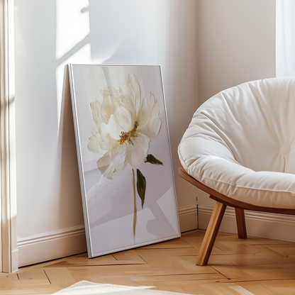 Elegant white floral oil painting Poster