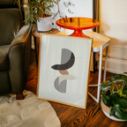 Mockup av Modern Shapes Rhythm affisch på vägg – köp enkelt hos Bozetto i hög kvalitet