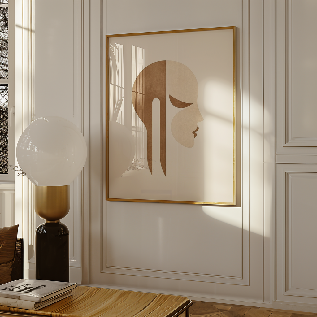 Mockup av Abstract Side Portrait affisch på vägg – köp enkelt hos Bozetto i hög kvalitet