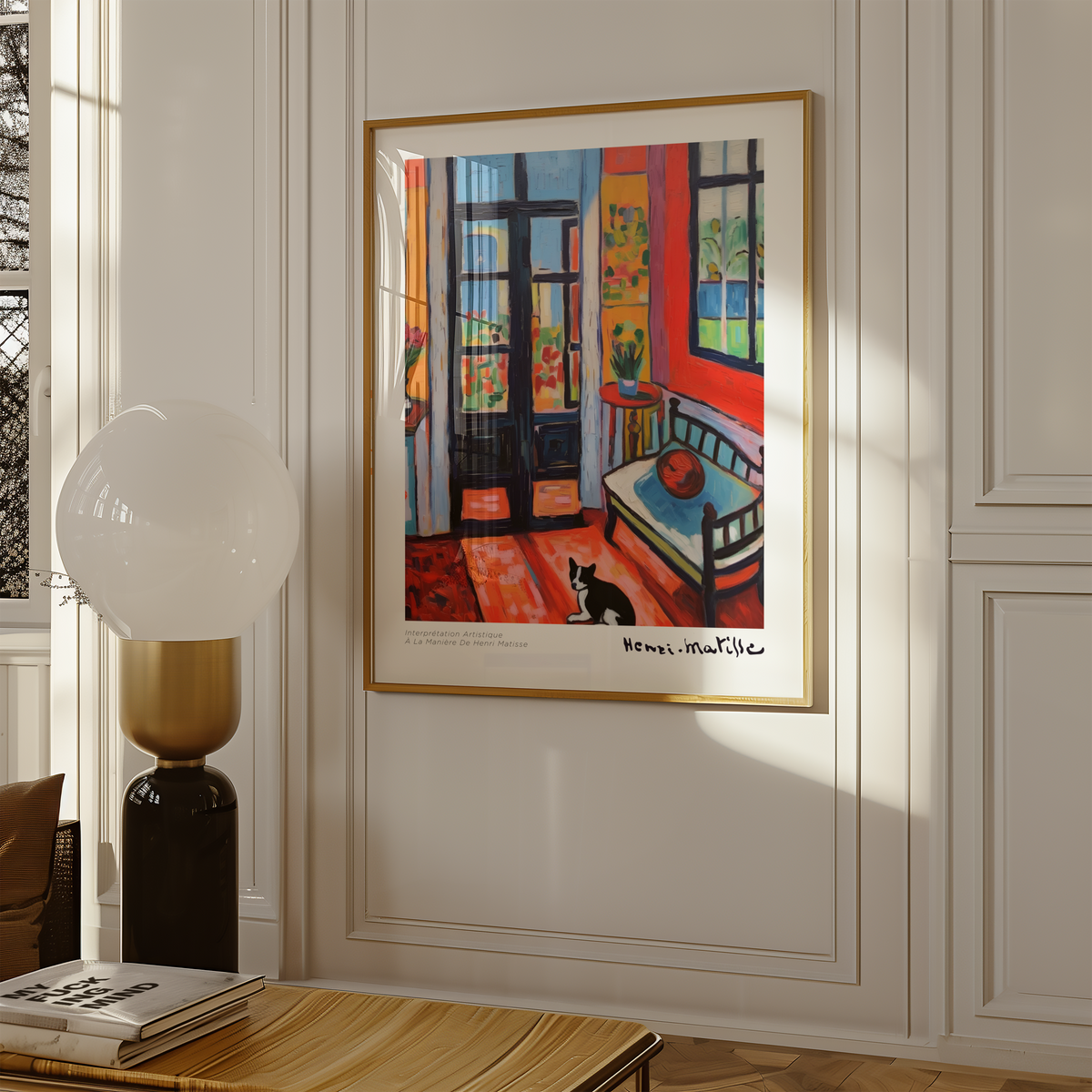 Mockup av L’Atelier Rouge inspired affisch på vägg – köp enkelt hos Bozetto i hög kvalitet