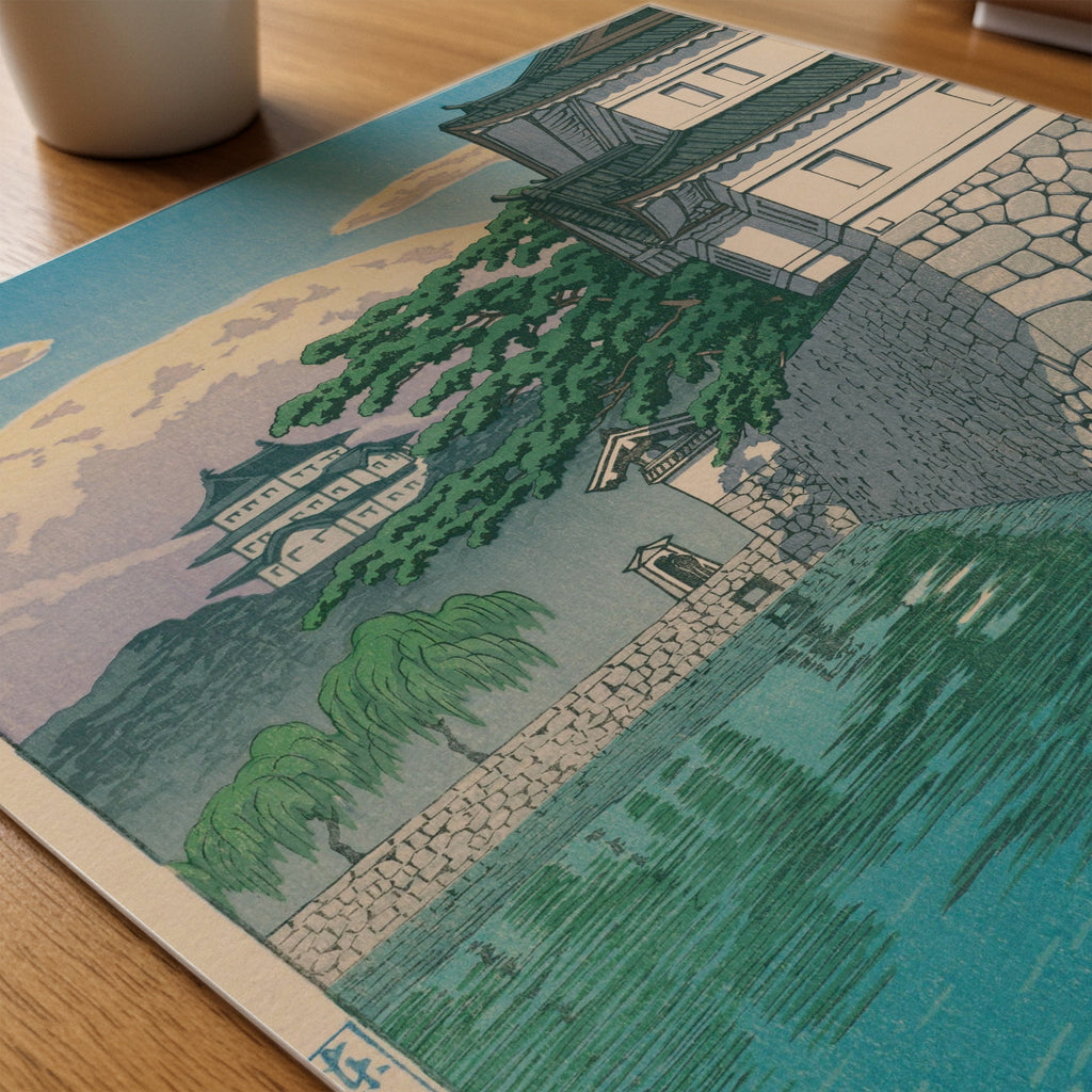 Hasui Kawase Kikyo Gate 1929 Poster – närbild på papper