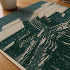 Hasui Kawase Snow at Sekiguchi 1932 Poster – närbild på papper
