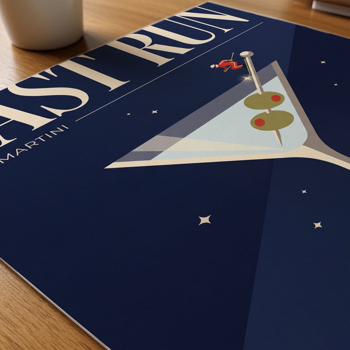 Midnight Olive Run Poster – närbild på papper