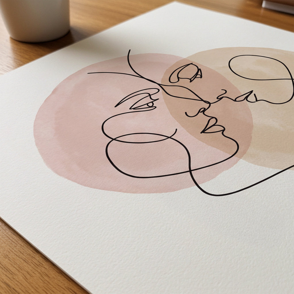 One Line Love Poster – närbild på papper