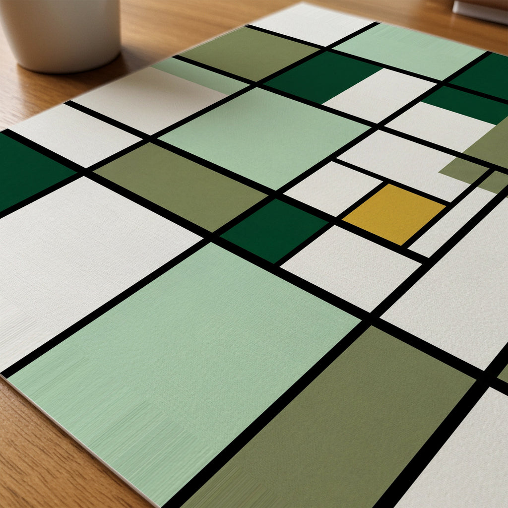 Piet Mondrian Composition in Green Poster – närbild på papper