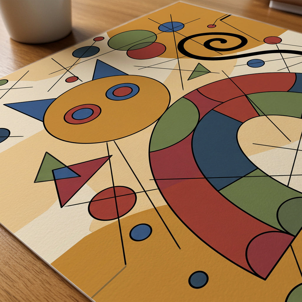 Wassily Kandinsky Geometric Cat Poster – närbild på papper