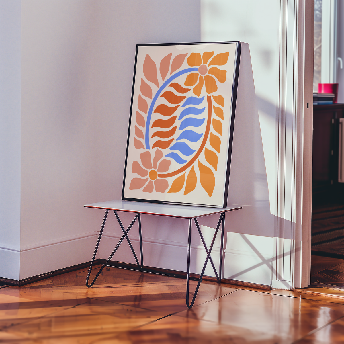 Mockup av Tropical Flow Abstract affisch på vägg – köp enkelt hos Bozetto i hög kvalitet