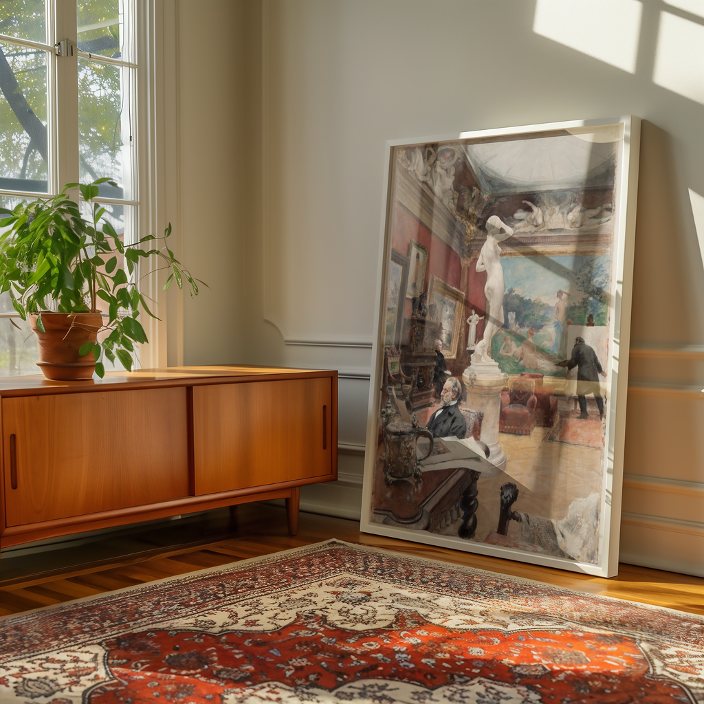 Mockup av Carl Larsson Interior of affisch på vägg – köp enkelt hos Bozetto i hög kvalitet