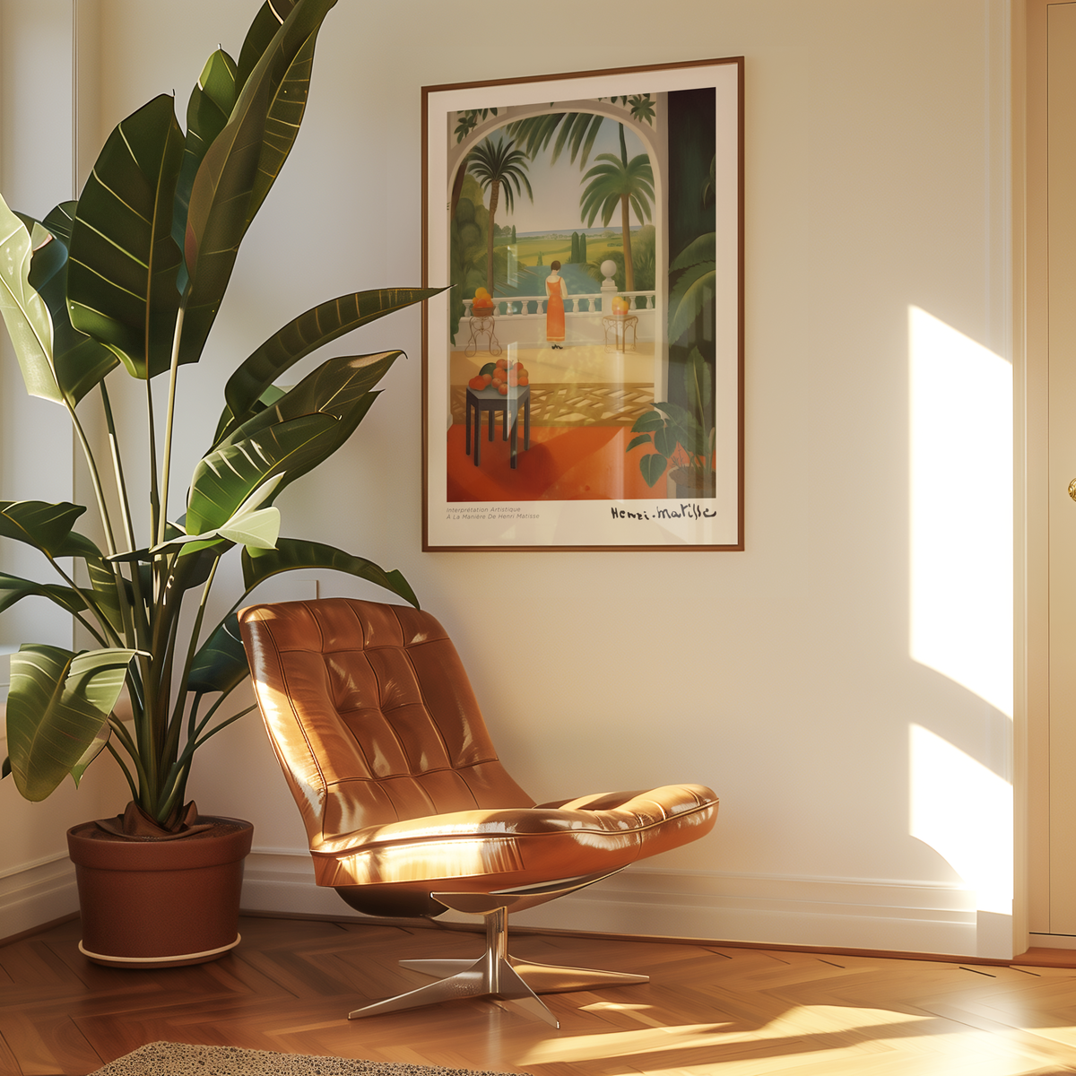 Mockup av L’Été Intérieur Matisse affisch på vägg – köp enkelt hos Bozetto i hög kvalitet