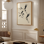 Mockup av Cranes in Flight affisch på vägg – köp enkelt hos Bozetto i hög kvalitet