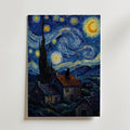Starry Night Cat Poster – canvas utan passepartout
