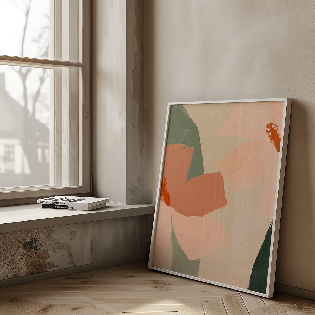 Mockup av Abstract Multicolor Flower affisch på vägg – köp enkelt hos Bozetto i hög kvalitet