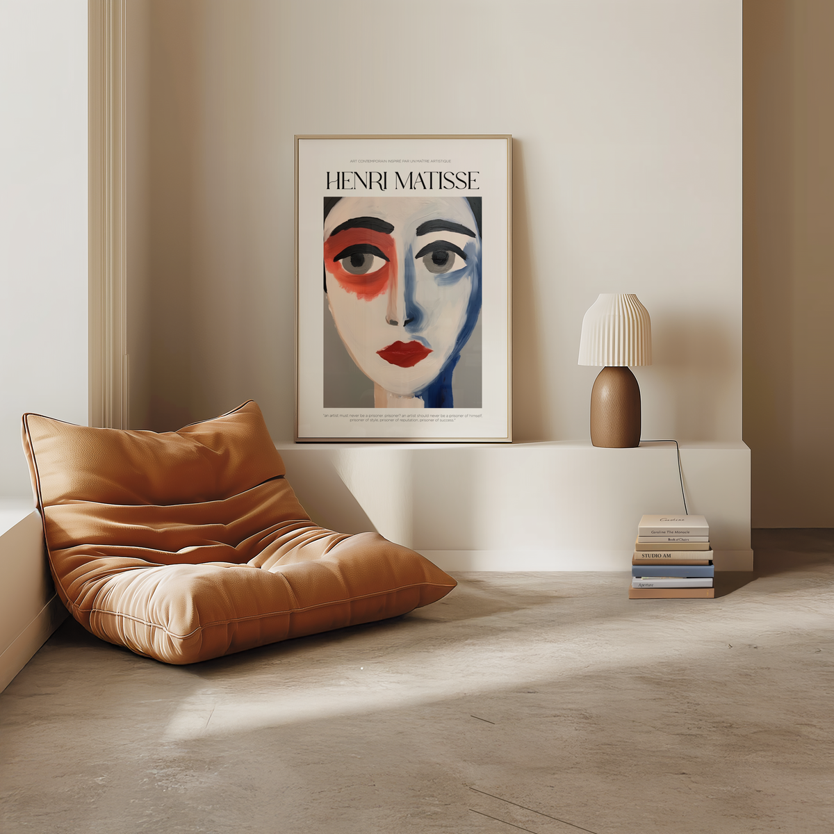 Mockup av Le Portrait Abstrait Matisse affisch på vägg – köp enkelt hos Bozetto i hög kvalitet