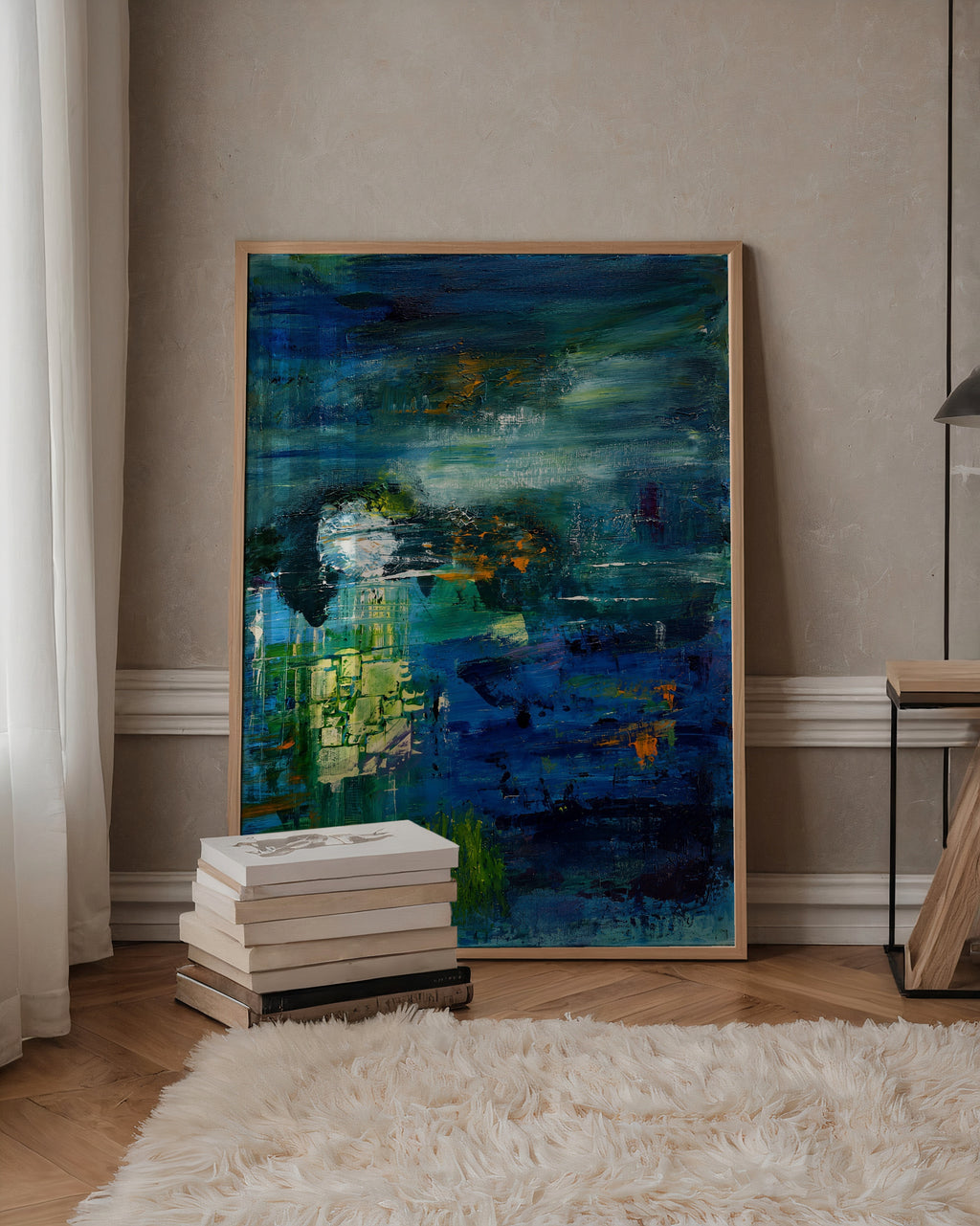 Sonia Tondkar Djupblå Speglingar Poster – i rum 4
