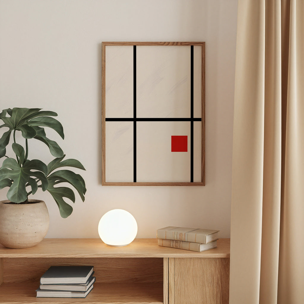 Piet Mondrian Composition with Small Red Square Poster – i rum 4