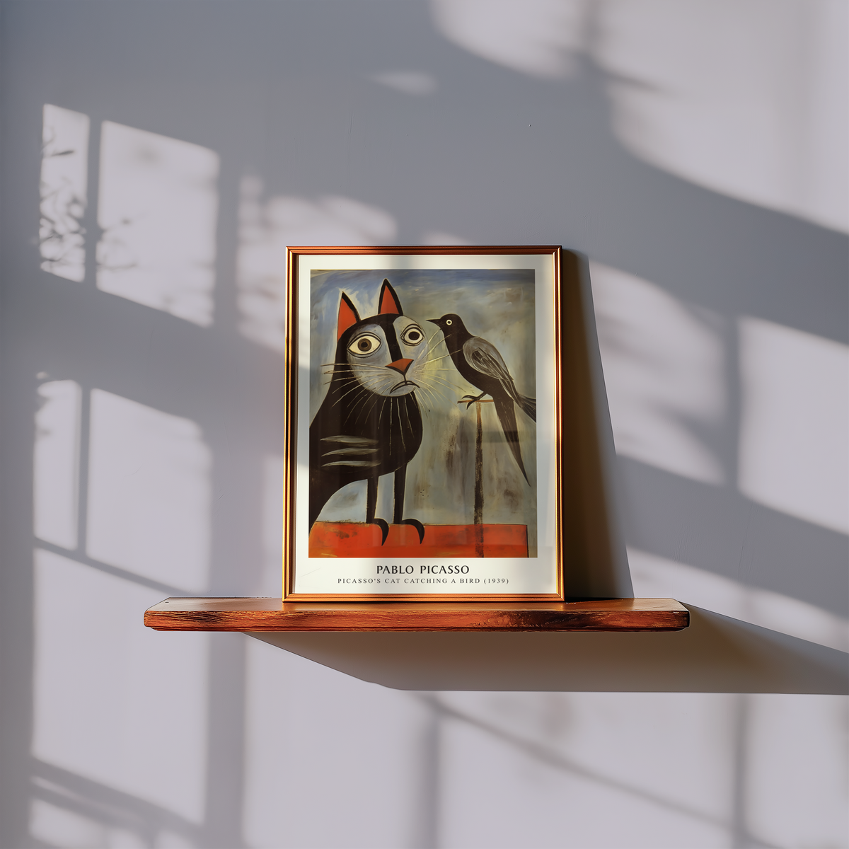 Mockup av Picasso Staring Contest affisch på vägg – köp enkelt hos Bozetto i hög kvalitet