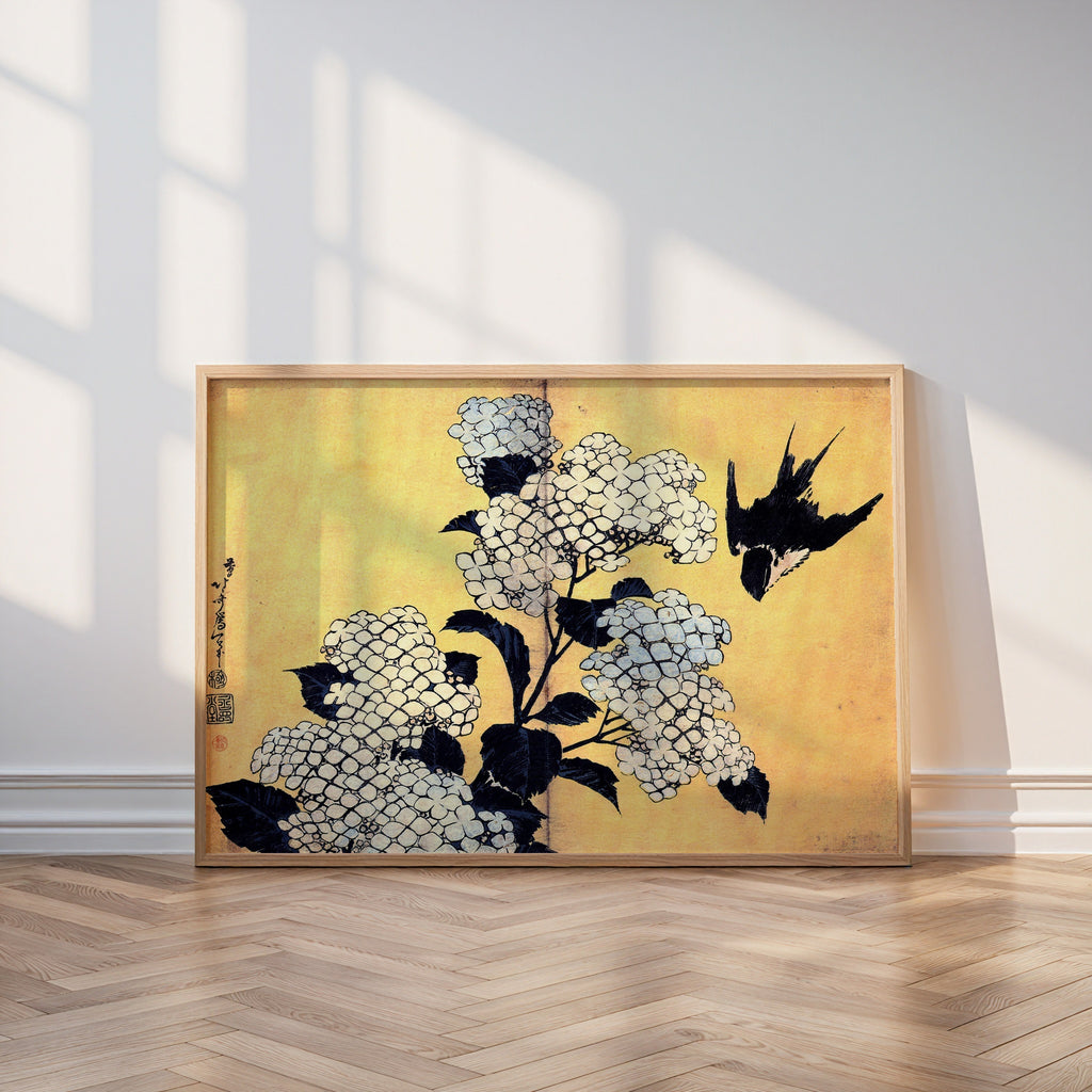 Katsushika Hokusai Hydrangea and Swallow 1834 Poster – i rum 6