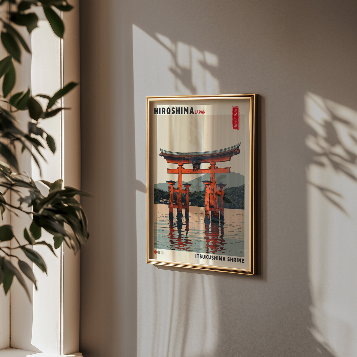 Mockup av Itsukushima Shrine affisch på vägg – köp enkelt hos Bozetto i hög kvalitet