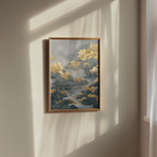 Mockup av Golden Cloud Tides affisch på vägg – köp enkelt hos Bozetto i hög kvalitet