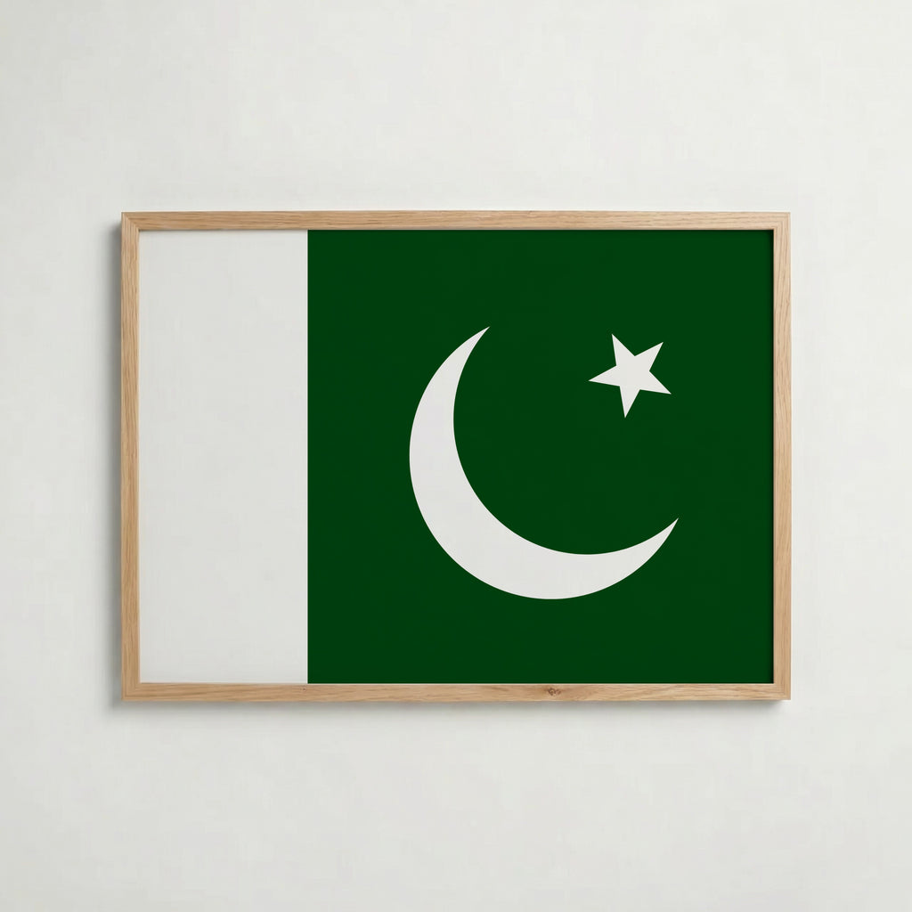 Pakistan National Flag Poster i ekram – inramad konsttryck för stilren inredning hos Bozetto